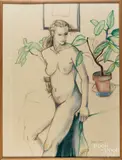 female nude by Marguerite Ferrari, mixed media, sold Nov 2018