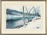 winter landscape by Peter Stimeling, watercolor, sold Nov 2018