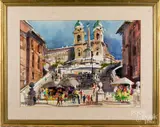 Spanish Staircase Rome by Cecile Johnson, watercolor, sold Nov 2018