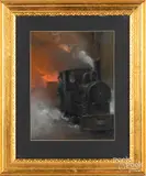 locomotive by Herman Heijenbrock, pastel, sold Nov 2018