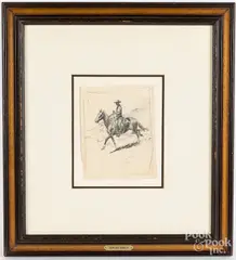sketch of a cowboy on horseback by Edward Borein, pencil, sold Nov 2018