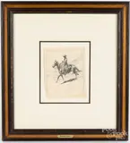 sketch of a cowboy on horseback by Edward Borein, pencil, sold Nov 2018