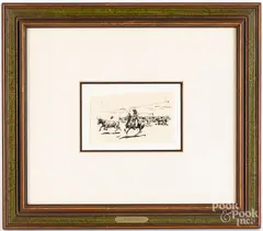 of a cowboy and steer by Edward Borein, ink, sold Nov 2018