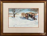 winter landscape by Ann Kline, watercolor, sold Nov 2018