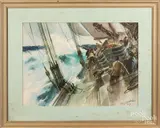 sailing scene by James Sessions, watercolor, sold Nov 2018
