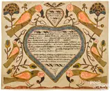 fraktur for Christoffel Scheff by Christian Mertel, ink and watercolor, sold Sep 2018