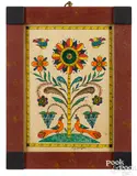 fraktur of a floral tree with two peacocks by David Y. Ellinger, watercolor, sold Sep 2018
