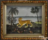 of a leopard by Martha Cahoon, oil on board, sold Sep 2018