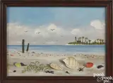 coastal scene with seashells by Martha Cahoon, oil on board, sold Sep 2018