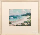of a Hawaiian beach scene by Shirley Marie Russell, oil on artist board, sold Sep 2018