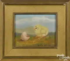 of a chick and egg shell by Ben Austrian, oil on board, sold Sep 2018