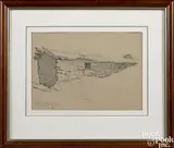 drawing by Maynard Dixon, 1901, pencil, sold Sep 2018