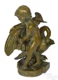 cupid and the swan by Charles Georges Ferville-Suan, bronze, sold Sep 2018