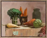 still life by Lucius Crowell Jr., oil on canvas, sold Aug 2018