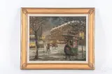 Parisian street scene by Therese Darche, oil on board, sold Aug 2018