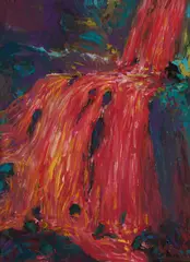 Blue Waterfall by Robert Schaberl, 1988, oil on paper, sold Mar 2022