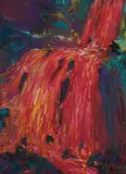 Blue Waterfall by Robert Schaberl, 1988, oil on paper, sold Mar 2022