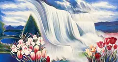 Waterfall Garden by Lowell Nesbitt, 1986, oil on canvas, sold Mar 2022
