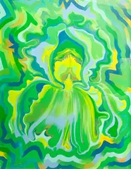 Electric Iris in Green by Lowell Nesbitt, 1989, acrylic on artist board, sold Mar 2022