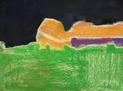 Untitled (Landscape) by Benoît Gilsoul, oil sticks on paper, sold Mar 2022