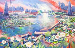 Colorado Lake (with Monet Fire 1987) by Lowell Nesbitt, 1976-79, oil on canvas, sold Mar 2022