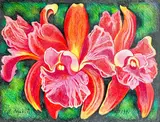 Untitled (Red Orchids) by Lowell Nesbitt, 1991, pastel on paper, sold Mar 2022