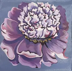 Peony by Lowell Nesbitt, 1982, oil on canvas (unstretched), sold Apr 2022