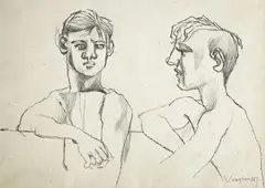 Untitled (Double Portrait Study) by Keith Vaughan, 1947, graphite on paper, sold Apr 2022