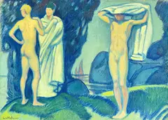 Lebendblau (Living Blue) by Ludwig von Hofmann, oil on canvas, sold Apr 2022
