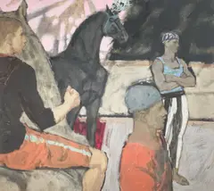 Acrobats by Avel de Knight, 1964, gouache on board, sold Apr 2022