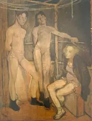 Study for The Resting Acrobats by Glyn Warren Philpot, c. 1924, oil on paper mounted to board, sold Apr 2022