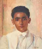 Young Italian Waiter by Clara Klinghoffer, 1937, oil on canvas, sold Apr 2022