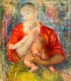 Mother and Child by Clara Klinghoffer, c. 1958, oil on canvas, sold Apr 2022