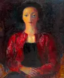 Portrait of Connie Elsbach by Clara Klinghoffer, oil on canvas, sold Apr 2022