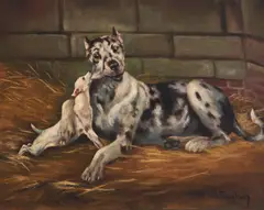 Playful Pup by William Franken, oil on canvas (unstretched), sold Apr 2022