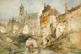 Canal Scene by Jan de Vogel, oil on canvas (unstretched), sold Apr 2022