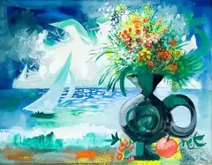 Untitled (Still Life) by Byron Browne, 1961, gouache on board, sold Apr 2022