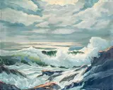 Rock Breakers by John Vignari, 1959, oil on canvas, sold Apr 2022