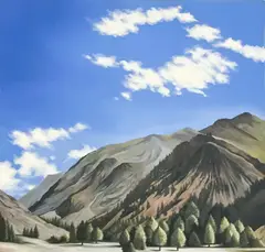 Animas Valley Colorado by Lowell Nesbitt, 1975, oil on canvas (unstretched), sold Apr 2022