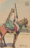Cavalier by Jean Hainaut, 1924, Fusain et aquarelle, sold Jul 2023