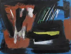 Composition by Gérard Ernest Schneider, 1954, Gouache et encre de Chine, sold Jun 2023