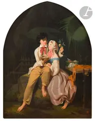 Le nid d’amour by Joseph Caraud, Toile d’origine, sold May 2023