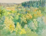 Paysage boisé by Anna Ostroumova-Lebedeva, Aquarelle, sold May 2023