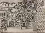 Projet de décor pour « Le Coq d’or by Nathalia Sergueevna Gontcharova, Crayon noir, sold May 2023