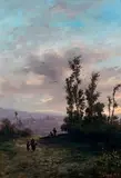 Retour vers la ville au crépuscule by Paul Pascal, 1873, Gouache, sold Dec 2013