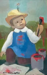 Le jeune peintre by Madeleine Luka, Gouache vernissée, sold Dec 2013