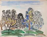 Les oliviers by Raoul Dufy, Gouache, sold Dec 2013