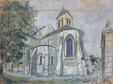 Paris, Montmartre, l'église Saint-Pierre by Maurice Utrillo, Gouache sur carton, sold Dec 2013