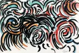 Composition rouge et bleue by Michel Cadoret, Gouache et encre, sold Dec 2013