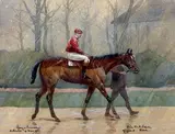 Harr, gagnant du Prix Ventriloque, Auteuil, 14 mars 1920 by Georges Louis Charles Busson, Gouache signée, sold Jun 2013